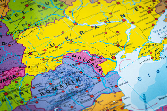 Political map of Moldova, with a focus on the Ukraine and Black Sea area