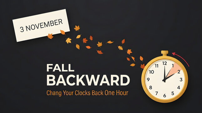 Fall backward daylight saving time concept with vintage clock vector illustration time change autumn time