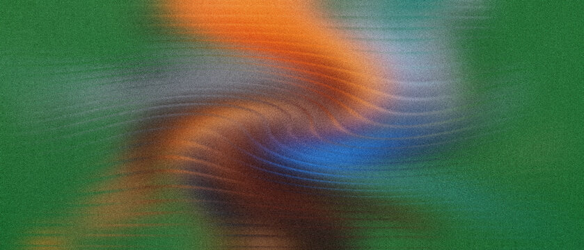 Grainy dark green, ideal for online event banners, subtle ripple texture, fiery ember burst, glowing orange blue streaks, abstract digital background