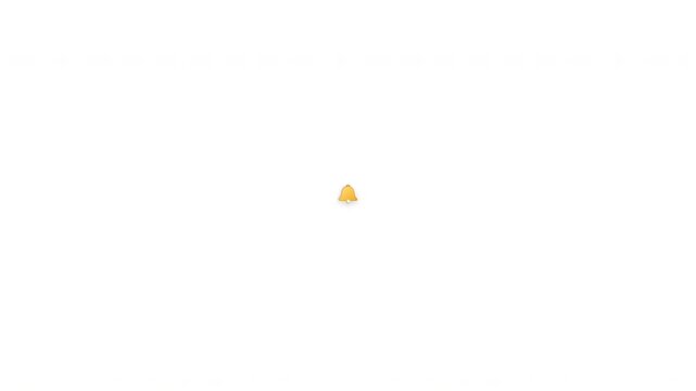 Simple yellow notification bell icon on white background symbolizing alert signal communication or message reminder