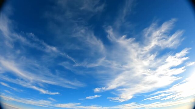 Blue sky cloudscape time lapse wide angle weather phenomenon background