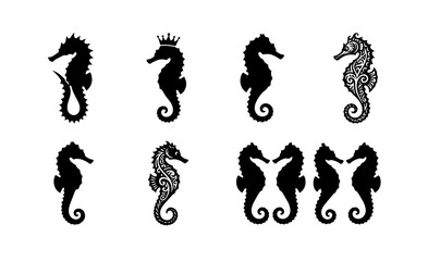 70 Seahorse Silhouettes Vector Set, Nautical Marine Life Icons, Ocean Creature Graphics, Underwater Wildlife Clip Art Collection 100 © Ohuja
