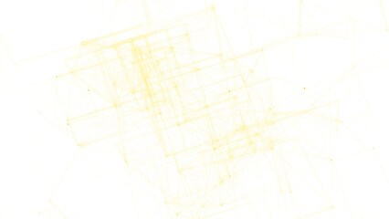 Obraz premium Vibrant glowing yellow digital web structure creating intricate network patterns against a dark black space