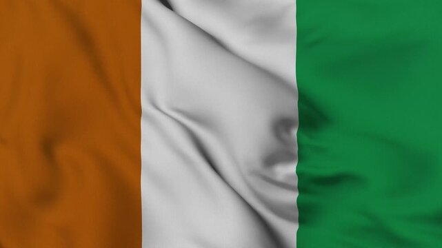 4K animation of the Ivorian national flag waving in the wind