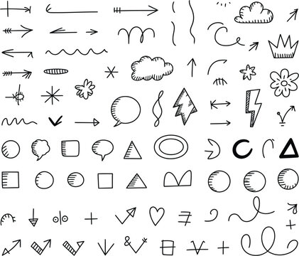Hand Drawn Doodle Vector Elements Arrow Shapes Speech Bubbles Collection