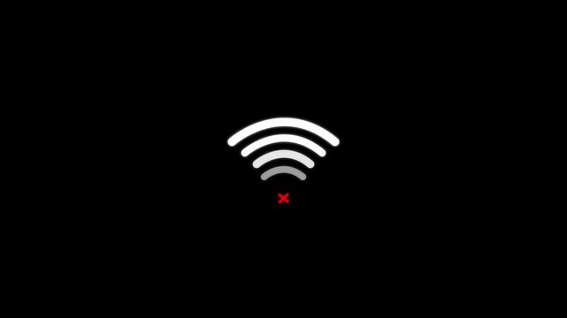 wifi signal icon animated video 4k antenna sign.wifi internet network icon on black background .wifi symbol wireless network iconq animated 4k