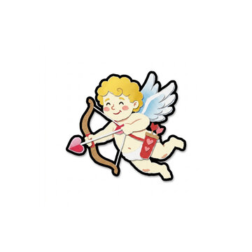 Cute cartoon illustration of Cupid holding a bow and arrow for Valentine Day.
