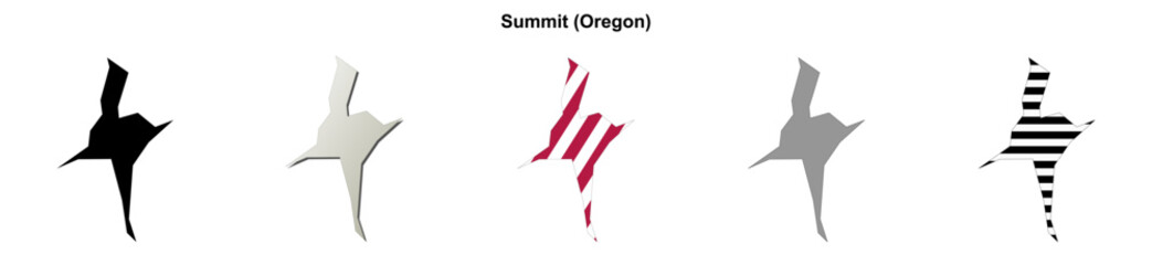 Obraz premium Summit (Oregon) blank outline map set