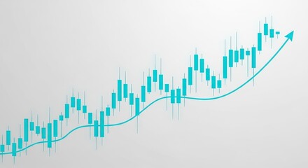 Naklejka premium Uptrend stock market price chart with candlestick pattern analysis
