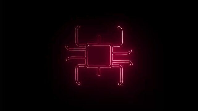 Animation blue bug icon isolate on black  ground.Worm cyber security and digital virus attack symbol abstract digital concept. Network, cyber technology and computer background seamless and loop