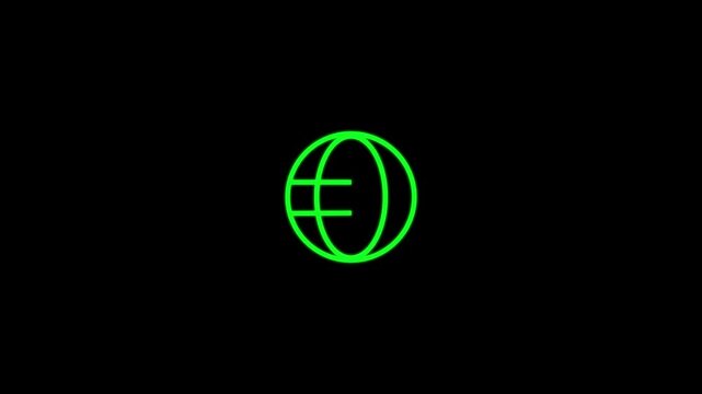 3D web icon Motion Animation with Transparent Background  Neon world icon, and fading. neon globe icon, looped animation. International network, digital world, global inte