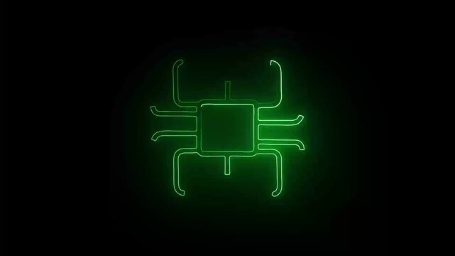 Animation blue bug icon isolate on black  ground.Worm cyber security and digital virus attack symbol abstract digital concept. Network, cyber technology and computer background seamless and loop