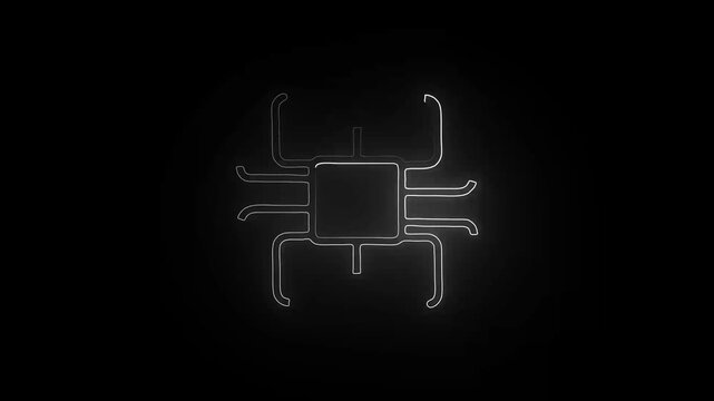 Animation blue bug icon isolate on black  ground.Worm cyber security and digital virus attack symbol abstract digital concept. Network, cyber technology and computer background seamless and loop