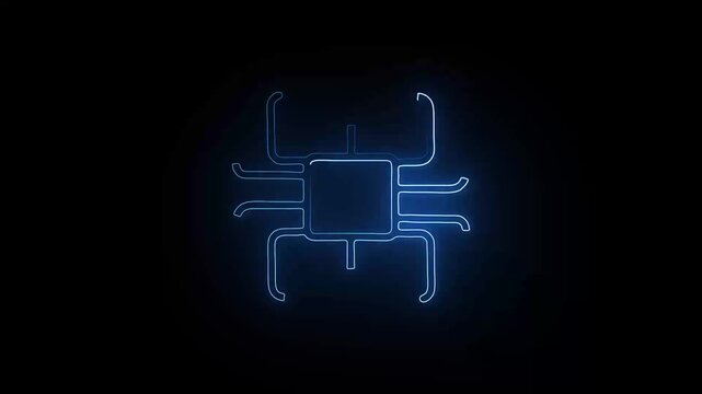 Animation blue bug icon isolate on black  ground.Worm cyber security and digital virus attack symbol abstract digital concept. Network, cyber technology and computer background seamless and loop