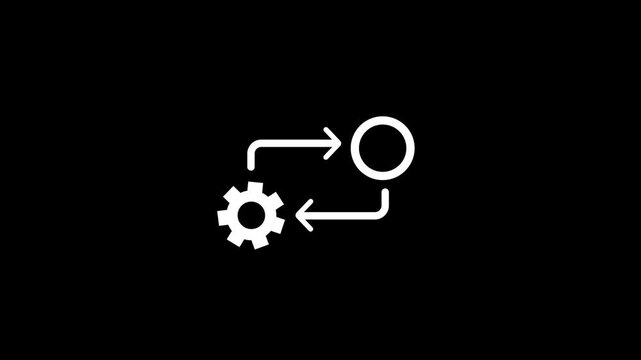 Process icon in flat style isolated on white. Process symbol in black for your web site design on white background