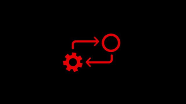 Process icon in flat style isolated on white. Process symbol in black for your web site design on white background