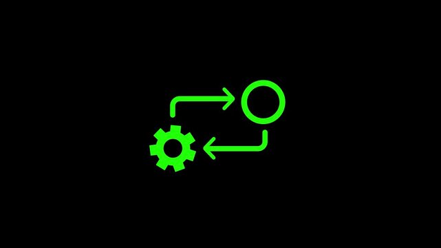 Process icon in flat style isolated on white. Process symbol in black for your web site design on white background