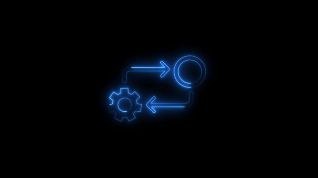 Process icon in flat style isolated on white. Process symbol in black for your web site design on white background