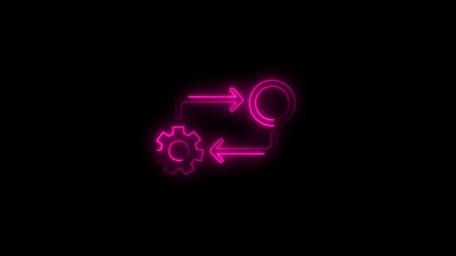 Process icon in flat style isolated on white. Process symbol in black for your web site design on white background