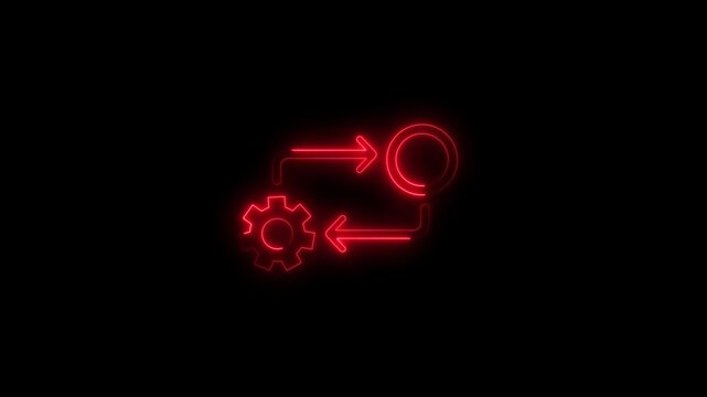 Process icon in flat style isolated on white. Process symbol in black for your web site design on white background