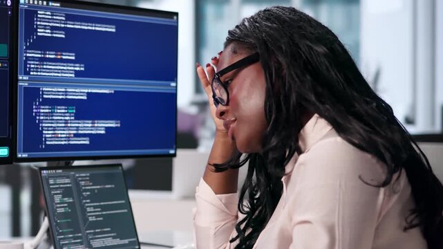 Software Developers Tired And Stressed While Coding Late