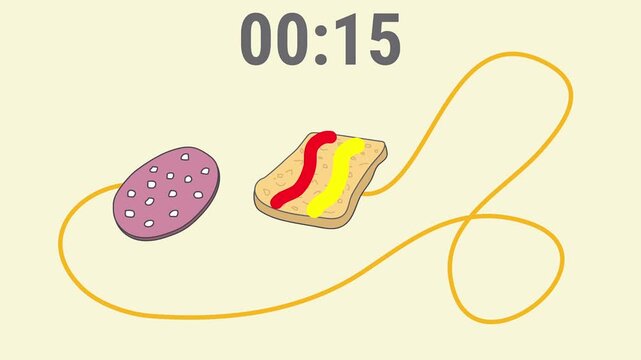 Sausage Sandwich Food Timer 20 to 0 and Fuse Countdown 20 Seconds