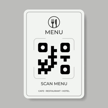 Modern QR code menu card template vector illustration for restaurants, cafes, and hotels to scan and view smart contactless  digital food menus on table