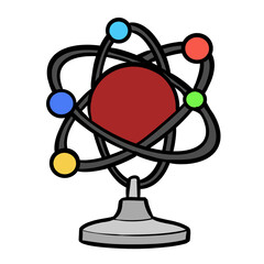 Cute cartoon science atom model illustration isolated on transparent background © pranowo