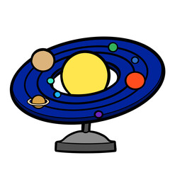 Cute cartoon solar system planet model illustration isolated on transparent background © pranowo