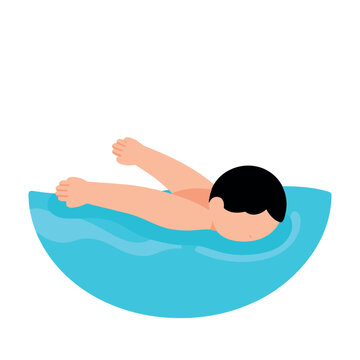 Person swimming in blue water with arms extended