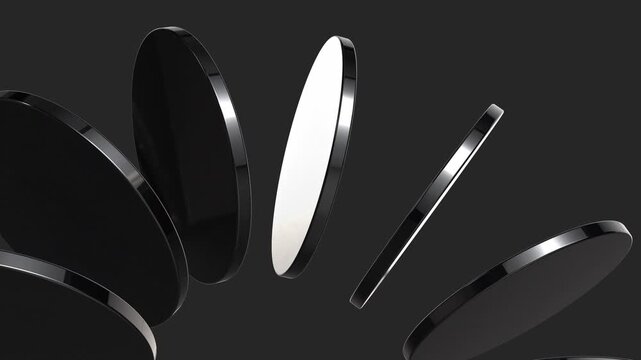 Abstract 3D Motion Background with Rotating Black Discs