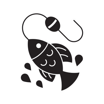 Fishing float with fish vector icon