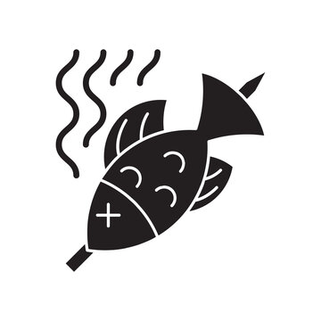 Hot smoked fish vector icon symbol