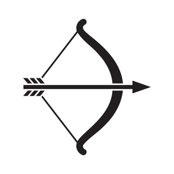 Bow and arrow drawn vector icon