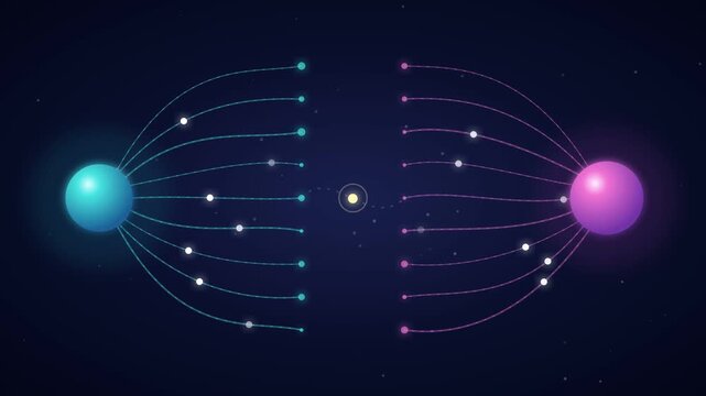 Organic neural particles firing across a glowing synaptic gap