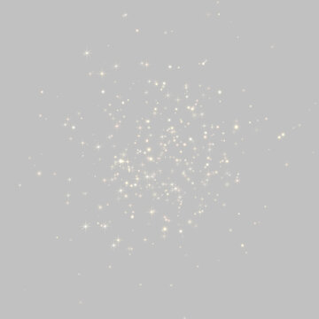 A cluster of twinkling golden stars densely spread across a black backdrop. The lights vary in size and intensity with sharp radiating points. This sparkling pattern creates a magical.