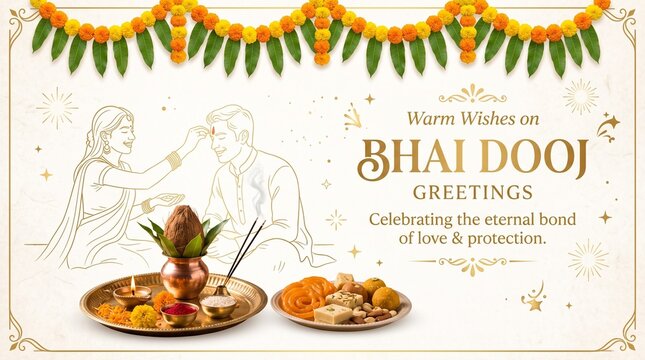 happy bhai dooj and dhanteras puja thali and sweet dishes