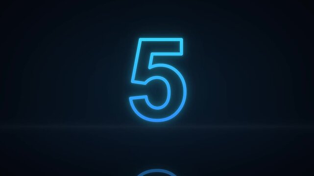 Neon blue countdown timer sequence with glowing numbers for dynamic transitions and event intros