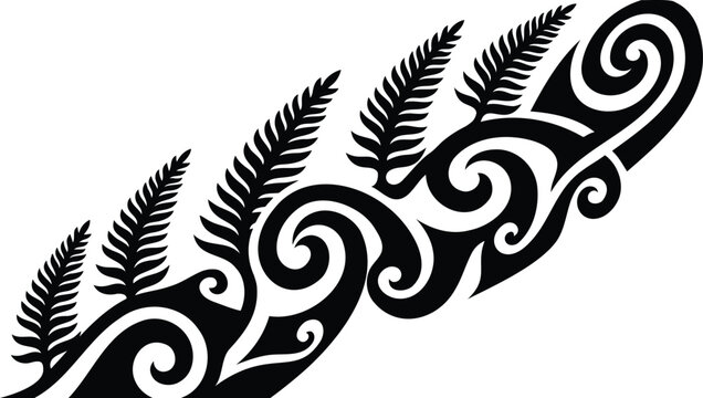 Maori silver fern koru tattoo art symbol