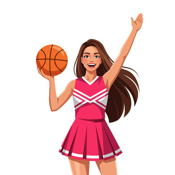 Male Cheerleader Spinning Basketball on Finger with Grin