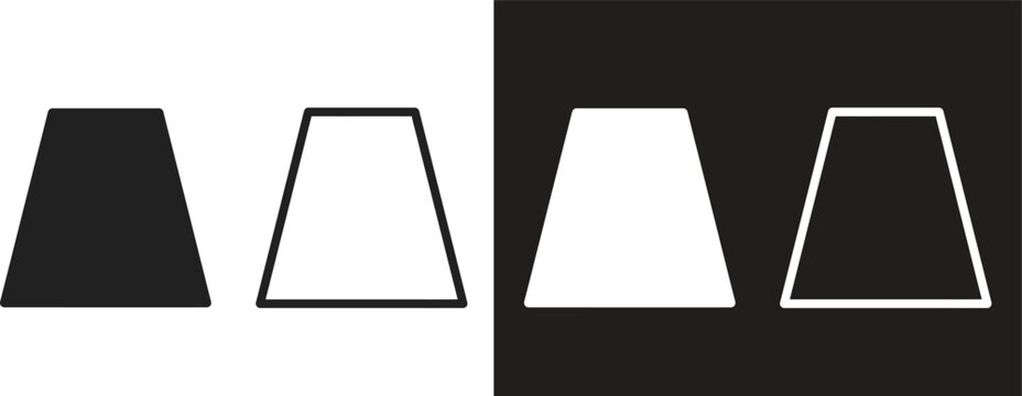 Trapezoid Shape Icon Set, Black and White Outline Styles, Trapezoid Geometry, Geometric Shape, Mathematical Symbol, Four Sided Figure, Polygon and Vector Icons