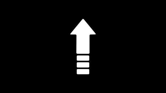 Animation Arrow Down Symbols on Black Background. Animated white arrow from top to bottom on black background. Arrow motion business animation background.
