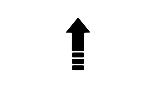 Animation Arrow Down Symbols on Black Background. Animated white arrow from top to bottom on black background. Arrow motion business animation background.