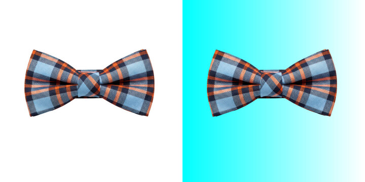Plaid pattern bow tie isolated on transparent background