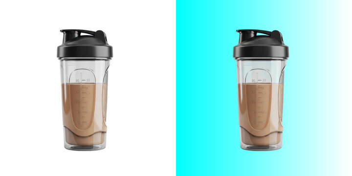 Protein shaker cup with drink isolated on transparent background