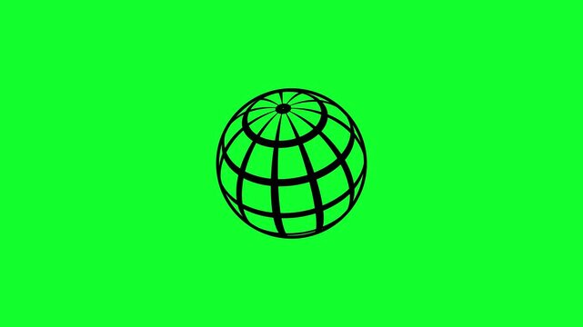 Globe planet earth icon animation on green background. Go to web Internet flat symbol. Web click planet spinning earth icon representing worldwide connectivity geography and international concepts
