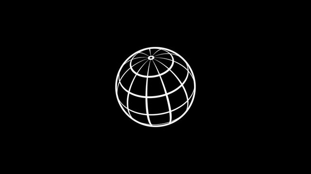 Globe planet earth icon animation on black background. Go to web Internet flat symbol. Web click planet spinning earth icon representing worldwide connectivity geography and international concepts