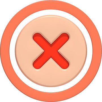 Red Cross Mark Icon, Close Button Icon, Decline Symbol