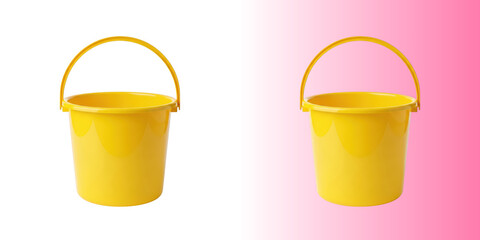Yellow plastic bucket isolated on transparent background © MDMAHMUD