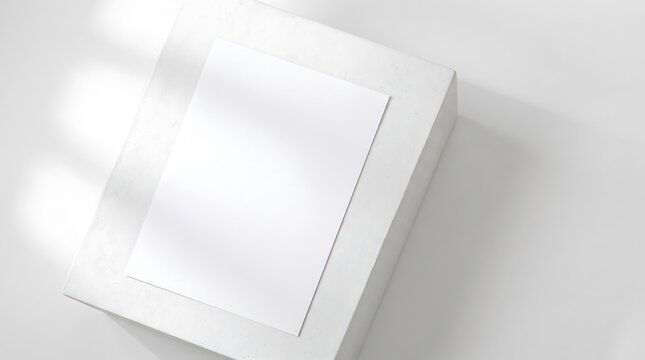 Open Blank White Book and Paper Frame on Black Background, Minimal 3D Mockup for Document, Brochure, Packaging, Card, Template and Business Design